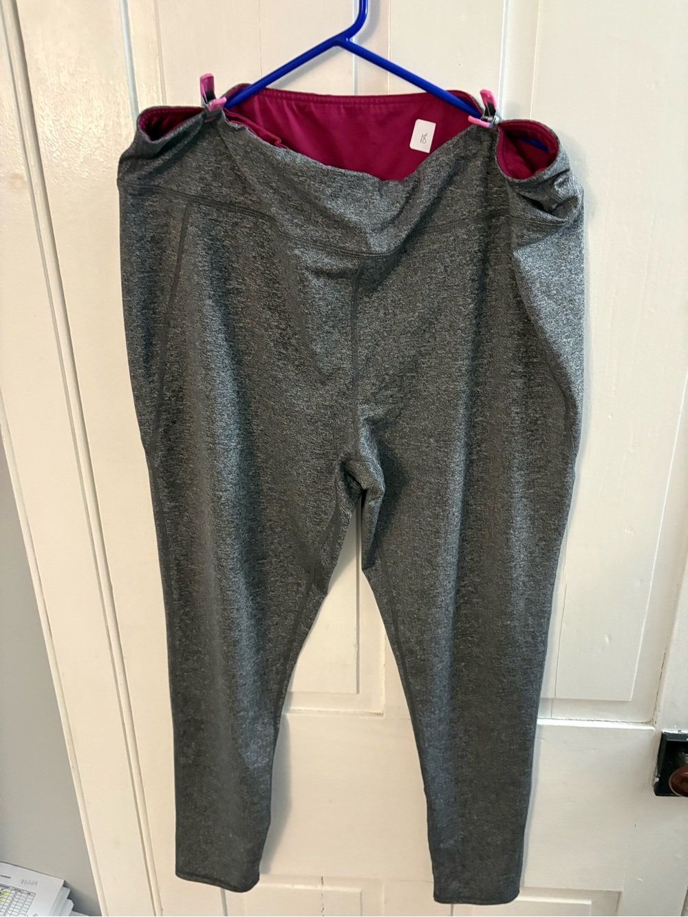 Woman’s Heather Gray Active Leggings with Pink Waistband